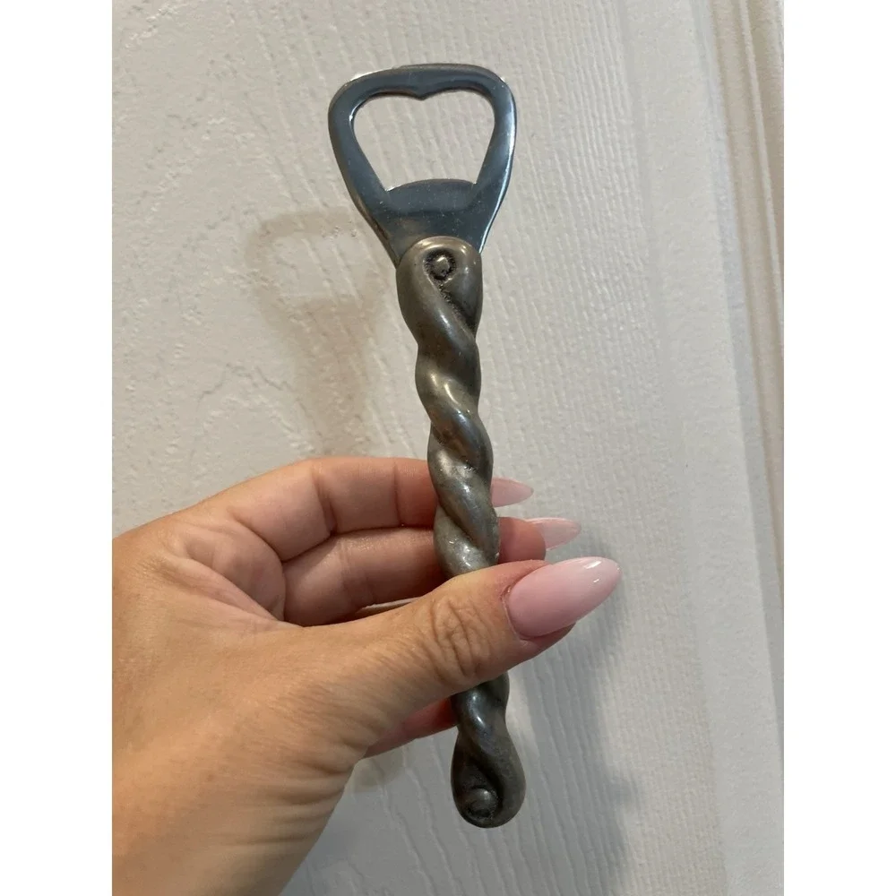 Vintage Twist Railroad Bottle Opener Silver Color Metalware Collectible MCM